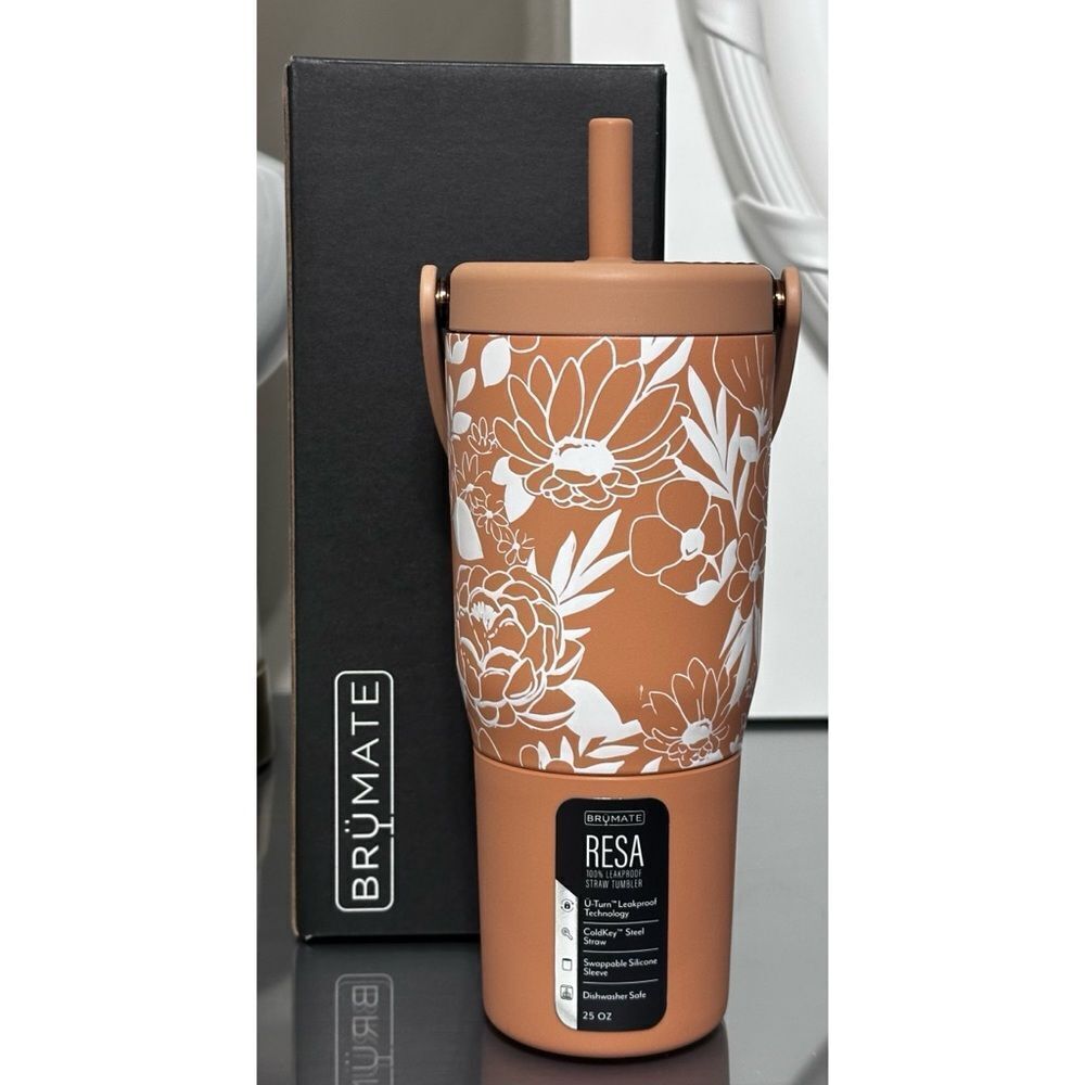 BruMate RESA 25oz Straw Tumbler, SANDSTONE BLOOM